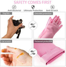 Reusable Silicone Washing Gloves with Built-In Scrubber for Kitchen Bathroom Car and Multipurpose Cleaning (Random Color)